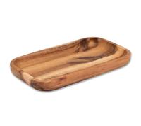 Decorasian Porte-savon en bois d'acacia - Porte-savon massif pour salle de bain et cuisine - Design cascade durable - Décoration en bois véritable fait à la main - 13,5 x 9,5 cm