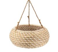 Decorasian Pot de fleurs à suspendre en jonc de mer tressé avec corde de jute 25 cm, 25cm Durchmesser