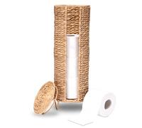 Decorasian Rangement de Papier Toilette Tressé en Jacinthe d'Eau - Porte-Papier pour Quatre Rouleaux - Support Debout DA-B0054 Naturel