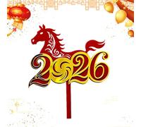 Décorateur Gâteau Nouvel An | 2D Acrylique 2026 Année Cheval Fournitures Anniversaire,Décoration Festive pour Gâteaux,pour Anniversaire Parents Adultes Boulangeries Événements à