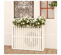 Décoratif Balcon Couverture De Climatiseur De Vie Privée Housse Protection Climatiseur Exterieur Support De Fleur Climatiseur En Bois Résistant Aux Intempéries Persienne (Color : White, Size : 85x35