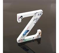 Décoratif Bois Lettres, 26 Alphabet Blanc Lettres en Bois Avec Motif Papillon et Fleur imprimé pour Déco Nom des Enfants Fête d'anniversaire de Mariage Décoration de Maison et de Chambre à Couche (Z)