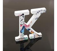 Décoratif Bois Lettres, 26 Alphabet Blanc Lettres en Bois Avec Motif Papillon et Fleur imprimé pour Déco Nom des Enfants Fête d'anniversaire de Mariage Décoration de Maison et de Chambre à Couche (K)