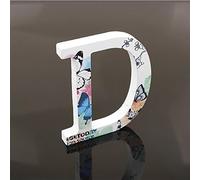 Décoratif Bois Lettres, 26 Alphabet Blanc Lettres en Bois Avec Motif Papillon et Fleur imprimé pour Déco Nom des Enfants Fête d'anniversaire de Mariage Décoration de Maison et de Chambre à Couche (D)