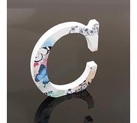 Décoratif Bois Lettres, 26 Alphabet Blanc Lettres en Bois Avec Motif Papillon et Fleur imprimé pour Déco Nom des Enfants Fête d'anniversaire de Mariage Décoration de Maison et de Chambre à Couche (C)