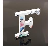 Décoratif Bois Lettres, 26 Alphabet Blanc Lettres en Bois Avec Motif Papillon et Fleur imprimé pour Déco Nom des Enfants Fête d'anniversaire de Mariage Décoration de Maison et de Chambre à Couche (F)