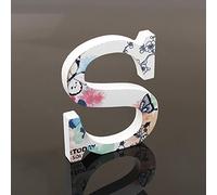 Décoratif Bois Lettres, 26 Alphabet Blanc Lettres en Bois Avec Motif Papillon et Fleur imprimé pour Déco Nom des Enfants Fête d'anniversaire de Mariage Décoration de Maison et de Chambre à Couche (S)