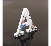 Décoratif Bois Lettres, 26 Alphabet Blanc Lettres en Bois Avec Motif Papillon et Fleur imprimé pour Déco Nom des Enfants Fête d'anniversaire de Mariage Décoration de Maison et de Chambre à Couche (A)