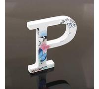 Décoratif Bois Lettres, 26 Alphabet Blanc Lettres en Bois Avec Motif Papillon et Fleur imprimé pour Déco Nom des Enfants Fête d'anniversaire de Mariage Décoration de Maison et de Chambre à Couche (P)