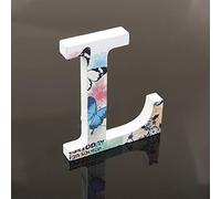 Décoratif Bois Lettres, 26 Alphabet Blanc Lettres en Bois Avec Motif Papillon et Fleur imprimé pour Déco Nom des Enfants Fête d'anniversaire de Mariage Décoration de Maison et de Chambre à Couche (L)