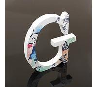 Décoratif Bois Lettres, 26 Alphabet Blanc Lettres en Bois Avec Motif Papillon et Fleur imprimé pour Déco Nom des Enfants Fête d'anniversaire de Mariage Décoration de Maison et de Chambre à Couche (G)