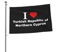 décoratif Drapeau en polyester J'adore le drapeau de la République turque de Chypre du Nord vivace Drapeau avec œillets métalliques 3x5 Ft pour balcon,bars,jardin