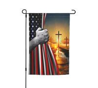 Décoratif Drapeaux De Jardin 30X45Cm États-Unis Américain Et Christ Foi Dieu Jésus Croix Drapeau Vertical Haute Qualité Drapeaux De Vacances Pour Noël, Ferme, Cour