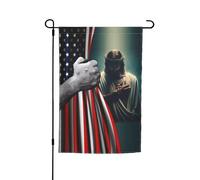 Décoratif Drapeaux De Jardin 30X45Cm États-Unis Américain Et Christ Foi Dieu Jésus Drapeau De Noël Résistant Welcome Drapeau De Jardin Pour Ferme, Vacances, Décoration