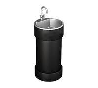 Décoratif Lavabo de salle bain à base ronde, lavabo sur pied commercial créatif et coloré avec évier en acier inoxydable, autoportant peint métal vintage(Noir)