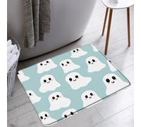 Décoratif Paillasson Avant Spooky Halloween fantôme Bleu Blanc Mignon drôle Dessins animés fantômes icônes Tapis d'Entrée Tapis de Porte 40×60cm pour Porte,WC,Baignoire