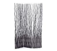 Décoratif PARAVENT Wave 3 | 170x120 cm (HxL), Osier | Cloison de séparation en 3 Parties, écran, cloison de séparation de la Salle des succursales | Couleur: Noir