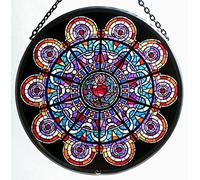 Décoratif peint à la main en forme de vitrail Attrape-soleil/Patch dans un Design 'Coeur'Sacre de bœuf