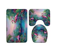 Décoratif Tapis de Porte Pink Flamingo Plante Verte Animal Sauvage Tapis extérieur Tapis de Porte 40×60cm pour Salon,Entrée,Couloir