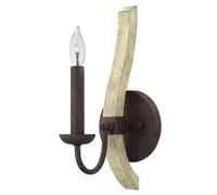 Décoratif Wandleuchte Brun Rouille H:42cm Métal Bois E14 Applique Murale Salon