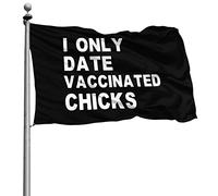 Décoratifs Bannière Extérieure Avec Œillets Bruant Je Ne Sors Qu'Avec Des Poussins Vaccinés 90X150Cm Drapeaux De Pirate Pour Bar Balcon Intérieur