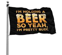 Décoratifs Bruant Double Couture Drapeaux Je Tiens Une Bière, Donc Oui, Je Suis Assez Occupé 90X150Cm Drapeaux De Pirate Pour Anniversaire Fête Balcon
