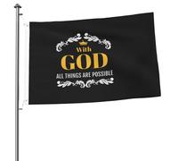 Décoratifs Drapeau Matthieu 19:26 Avec Dieu, Tout Est Possible Drapeaux Personnalisé Suspendus Fanion Pour Bar Anniversaire Restaurant 90X150Cm