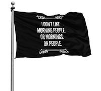 Décoratifs Drapeaux Couleurs Vives Drapeau De Jardin Je N'Aime Pas Les Gens Du Matin 90X150Cm Bannière Pour Manif Célébration Intérieur
