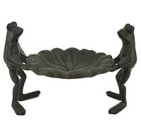 Décoratifs en Fonte pour Oiseaux Grenouilles Tenant Feuille 14,6 cm de Haut