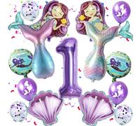 Décoration 1 ans anniversaire fille sirènes,ballons sirène 1 ans anniversaire Décoration sirène, ballons transparents thème sirène pour 1 ans fête fille décoration anniversaire 1 ans fille