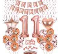 Décoration 11ème anniversaire fille, Ballon 11ème anniversaire décoration or rose, Décoration gâteau 11ème anniversaire fille, 11ème anniversaire fille or rose, Décoration 11ème anniversaire