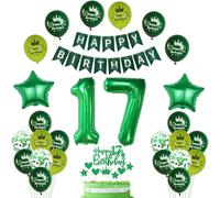 Décoration 17 ans anniversaire vert, ballon gonflable 17 ans anniversaire fille garcon Décoration,Décoration 17 ballon, Décoration fête 17 fille Set