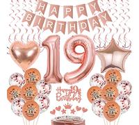 Décoration 19ème anniversaire fille, Ballon 19ème anniversaire décoration or rose, Décoration gâteau 19ème anniversaire fille, 19ème anniversaire fille or rose, Décoration 19ème anniversaire