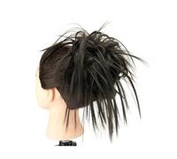 Décoration 2 pièces chignon cheveux en désordre faux chouchous Extension ondulés bouclés postiches queue de cheval Chignon bandeau for les femmes Extension(Noir)