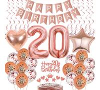Décoration 20ème anniversaire fille, Ballon 20ème anniversaire décoration or rose, Décoration gâteau 20ème anniversaire fille, 20ème anniversaire fille or rose, Décoration 20ème anniversaire