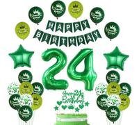 Décoration 24 ans anniversaire vert, ballon gonflable 24 ans anniversaire femme homme Décoration,Décoration 24 ballon, Décoration fête 24 femme Set
