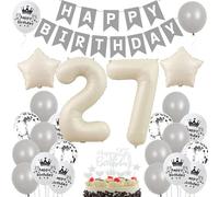 Decoration 27 ans anniversaire Beige,Ballon 27 ans Boho,Decoration anniversaire 27 Femme Homme,Ballons 27 ans Beige Gris, Ballon 27 ans anniversaire Beige Gris, Ballon 12 Ans Femme Beige Gris