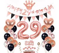Décoration 29 ans anniversaire Femme, Ballon 29 ans anniversaire or rose noir, Topper gâteau 29 anniversaire Femme, 29 Anniversaire Femme Ballon, 29 Ans Décorations Anniversaire, 29 Gâteau Topper