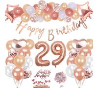 Décoration 29 Ans Anniversaire Or Rose pour Fille ,Géant Cœur Chiffre Helium Gonflable Ballons de Baudruche Joyeux Anniversaire Bannière Ballon Confettis Table Gâteau Cadeau pour 29 ans Femme Fête