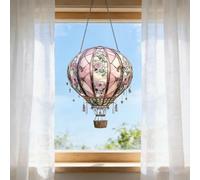 Décoration 2D en forme de montgolfière, pendentif en acrylique 2D pour maison, cour, porche, terrasse, cour, allée, jardin, camping, mariage, rassemblements, amis (rose B)