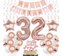 Décoration 32 ans anniversaire femme Décoration gâteau 32 ans anniversaire femme, 32 ans anniversaire femme cadeau or rose Décoration anniversaire 32 ans femme ballon 32 anniversaire femme déco