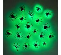 Décoration 3D chauve-souris d'Halloween avec LED, autocollant mural, décoration d'Halloween, décoration de fête, extérieur et intérieur (lot de 18 araignées)
