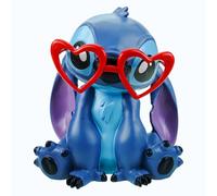 Décoration 3D Disney - Figurine de jardin Stitch avec lunettes en forme de cœur - Hauteur : 20 cm - En plastique - Figurine en Lilo & Stitch - Cadeau de Saint-Valentin - Style moderne pour les fans
