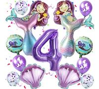 Décoration 4 ans anniversaire fille sirènes,ballons sirène 4 ans anniversaire Décoration sirène, ballons transparents thème sirène pour 4 ans fête fille décoration anniversaire 4 ans fille
