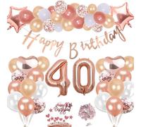 Décoration 40 Ans Anniversaire Or Rose pour Fille ,Géant Cœur Chiffre Helium Gonflable Ballons de Baudruche Joyeux Anniversaire Bannière Ballon Confettis Table Gâteau Cadeau pour 40 ans Femme Fête