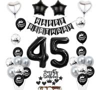 Décoration 45 ans anniversaire noir, ballon gonflable 45 ans anniversaire femme homme Décoration