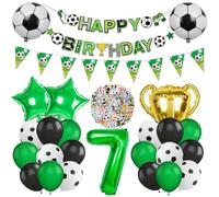 Decoration 7 Anniversaire Football, Ballon Football 7 Anniversaire, Ballons Aluminium, Ballon Latex Vert Noir, Decoration 7 Ans Fête, Fête à Thème Sports D'anniversaire Déco pour Enfants