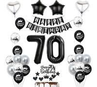 Décoration 70 ans anniversaire noir, ballon gonflable 70 ans anniversaire femme homme Décoration