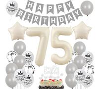 Decoration 75 ans anniversaire Beige,Ballon 75 ans Boho,Decoration anniversaire 75 Femme Homme,Ballons 75 ans Beige Gris, Ballon 75 ans anniversaire Beige Gris, Ballon 12 Ans Femme Beige Gris
