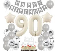 Decoration 90 ans anniversaire Beige,Ballon 90 ans Boho,Decoration anniversaire 90 Femme Homme,Ballons 90 ans Beige Gris, Ballon 90 ans anniversaire Beige Gris, Ballon 12 Ans Femme Beige Gris